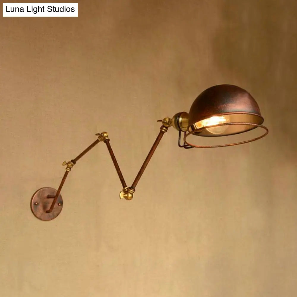 Iron Swing Arm Sconce With Antique Style Rust Finish - Perfect Study Room Wall Light