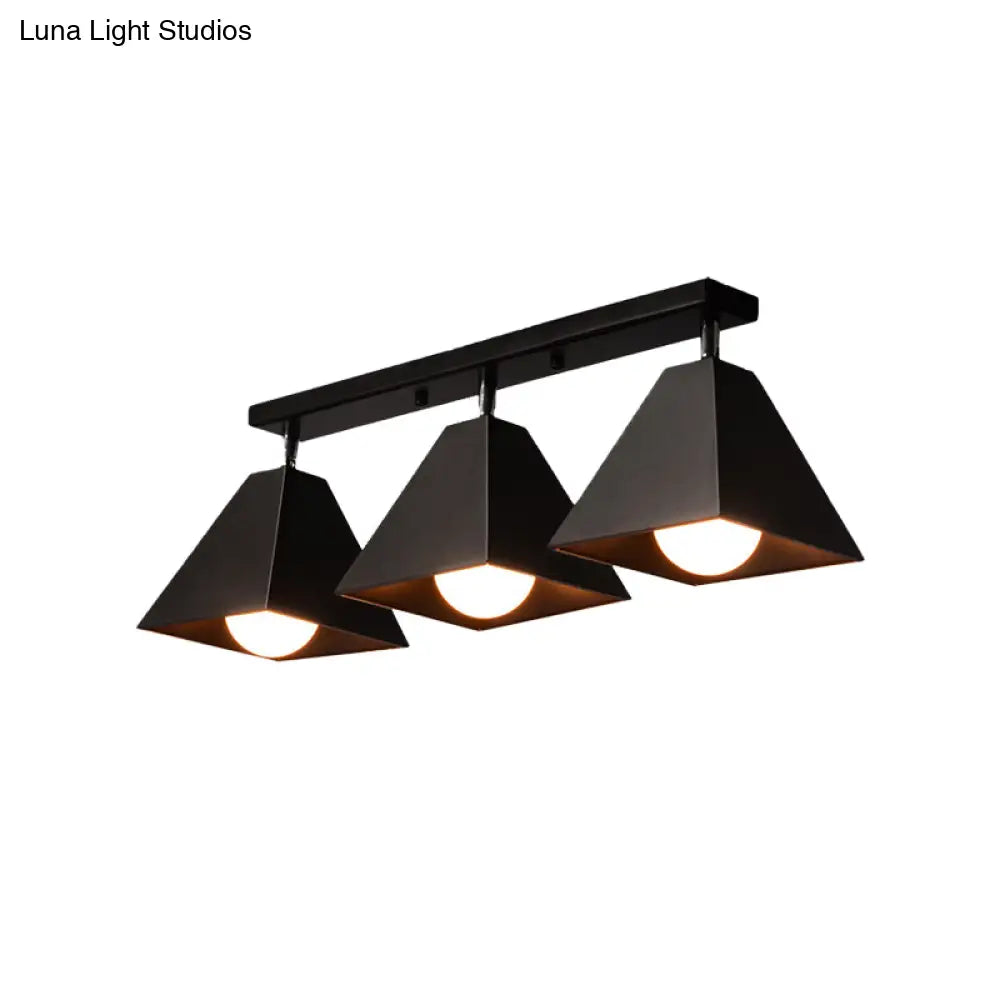 Iron Swivel Shade Ceiling Lamp - Industrial Style Semi - Flush Mount In Black/White (1/2/3 - Head