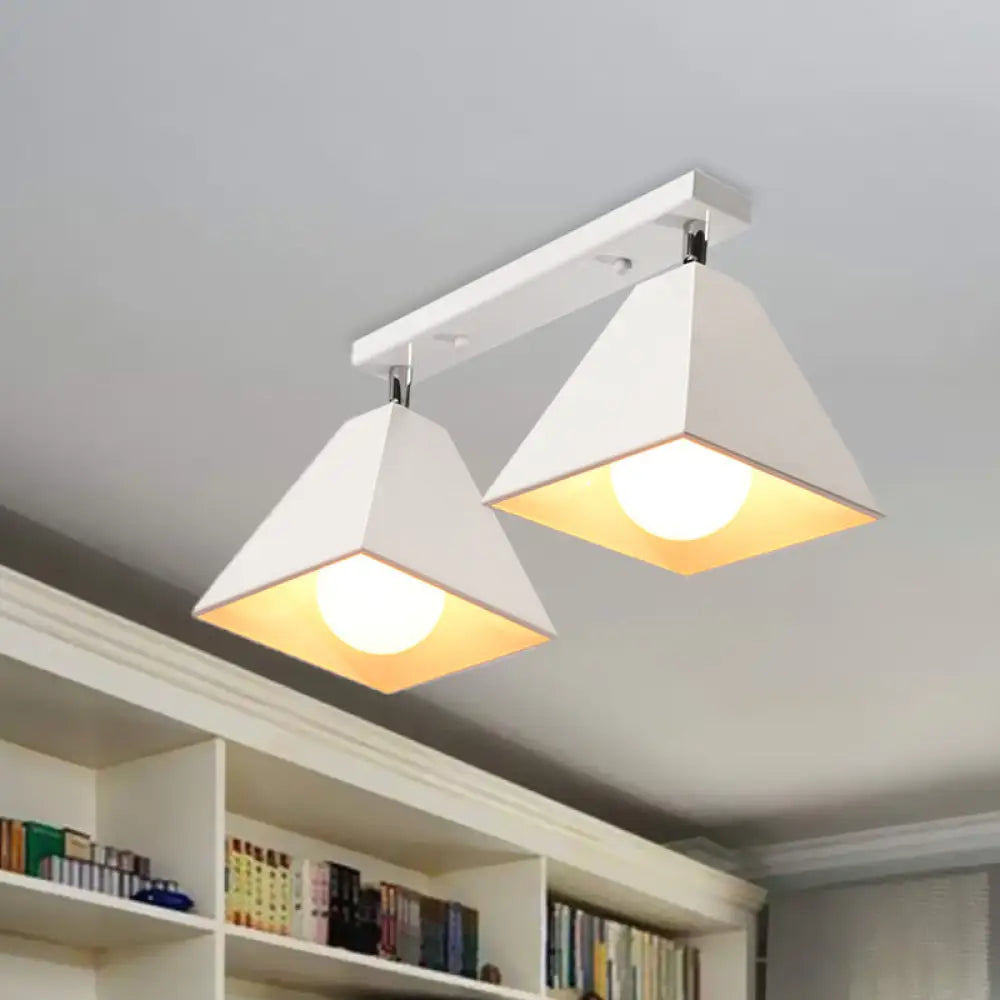 Iron Swivel Shade Ceiling Lamp - Industrial Style Semi - Flush Mount In Black/White (1/2/3 - Head