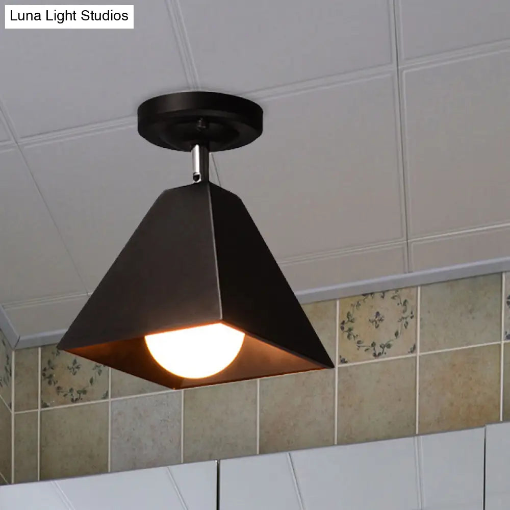 Iron Swivel Shade Ceiling Lamp - Industrial Style Semi - Flush Mount In Black/White (1/2/3 - Head