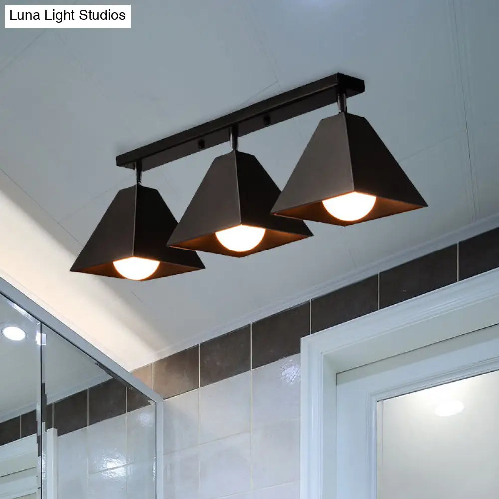 Iron Swivel Shade Ceiling Lamp - Industrial Style Semi-Flush Mount In Black/White (1/2/3-Head