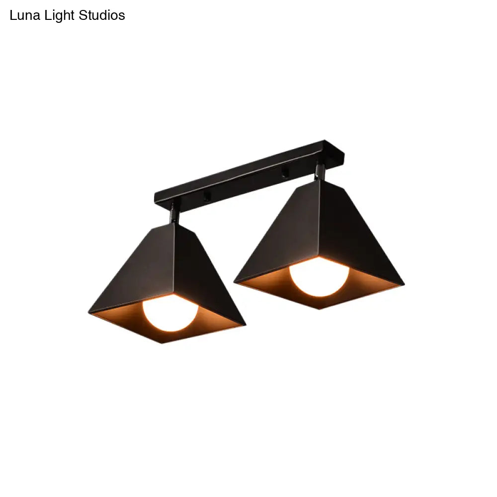 Iron Swivel Shade Ceiling Lamp - Industrial Style Semi - Flush Mount In Black/White (1/2/3 - Head