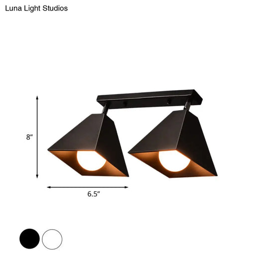 Iron Swivel Shade Ceiling Lamp - Industrial Style Semi-Flush Mount In Black/White (1/2/3-Head