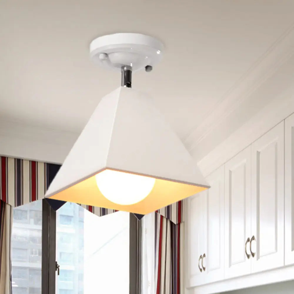 Iron Swivel Shade Ceiling Lamp - Industrial Style Semi - Flush Mount In Black/White (1/2/3 - Head