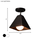 Iron Swivel Shade Ceiling Lamp - Industrial Style Semi - Flush Mount In Black/White (1/2/3 - Head