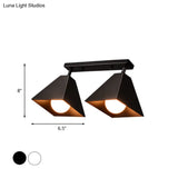 Iron Swivel Shade Ceiling Lamp - Industrial Style Semi - Flush Mount In Black/White (1/2/3 - Head
