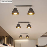 Iron Swivel Shade Ceiling Lamp - Industrial Style Semi - Flush Mount In Black/White (1/2/3 - Head