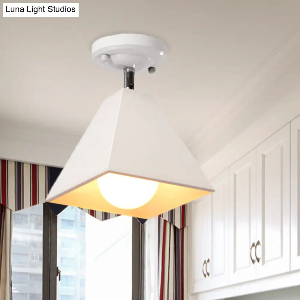 Iron Swivel Shade Ceiling Lamp - Industrial Style Semi-Flush Mount In Black/White (1/2/3-Head