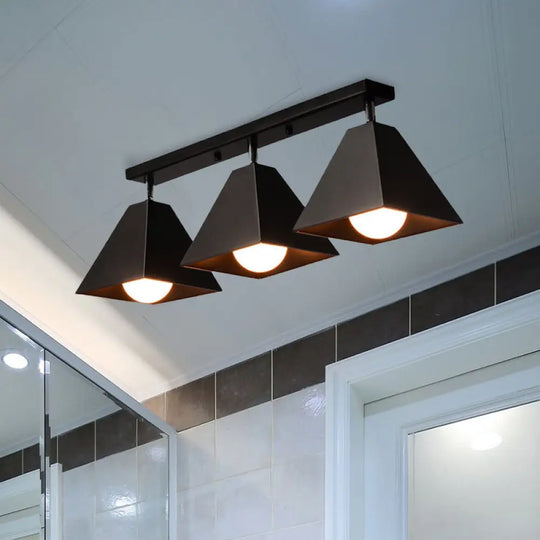 Iron Swivel Shade Ceiling Lamp - Industrial Style Semi - Flush Mount In Black/White (1/2/3 - Head