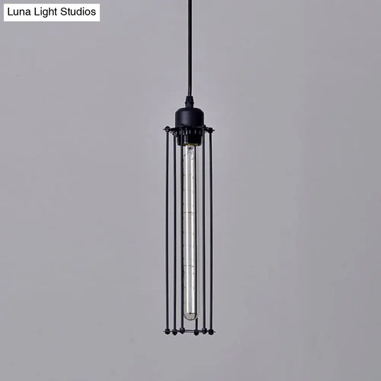 Iron Tube Pendant Light - Industrial 1-Light Down Lighting Fixture For Restaurants/Ceiling Black