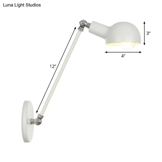 Iron Wall Mount Task Light With Swing Arm And Dome Shade - Industrial Style (8 Or 12 Wide)