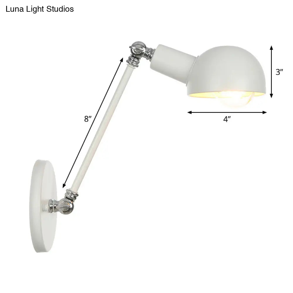 Iron Wall Mount Task Light With Swing Arm And Dome Shade - Industrial Style (8 Or 12 Wide)