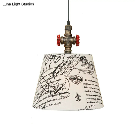 Rustic Iron Water Pipe Ceiling Light With Conic Shade - 1 Pendant Fixture For Bedroom