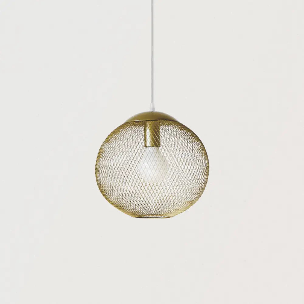 Iron Wire Spherical Pendant Light - Loft Style Ceiling Lamp In Gold For Clothing Stores 1 Bulb