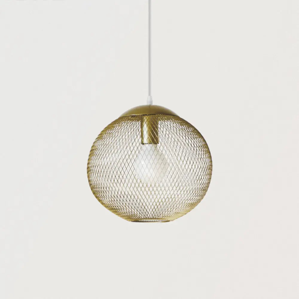 Iron Wire Spherical Pendant Light - Loft Style Ceiling Lamp In Gold For Clothing Stores 1 Bulb