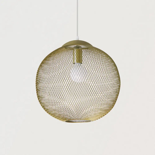 Iron Wire Spherical Pendant Light - Loft Style Ceiling Lamp In Gold For Clothing Stores 1 Bulb