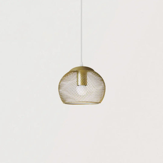 Iron Wire Spherical Pendant Light - Loft Style Ceiling Lamp In Gold For Clothing Stores 1 Bulb