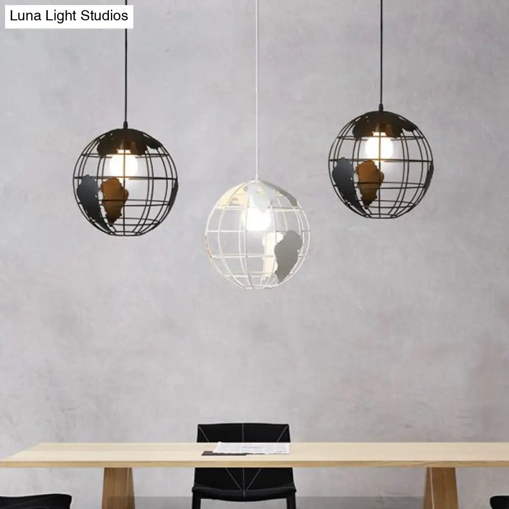 Industrial Iron Wireframe Globe Pendant Light - Ceiling Lamp For Restaurants (1 Bulb Suspension)