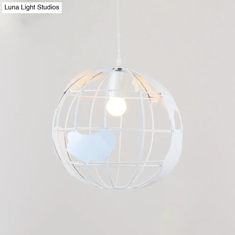 Industrial Iron Wireframe Globe Pendant Light - Ceiling Lamp For Restaurants (1 Bulb Suspension)