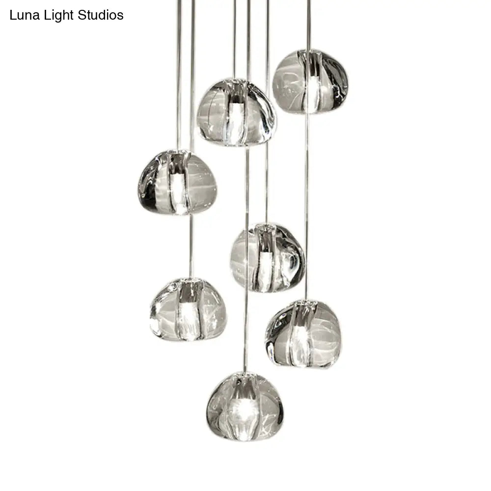 Irregular Crystal Ball Pendant Light With 5/7 Lights For Minimalistic Living Room Decor