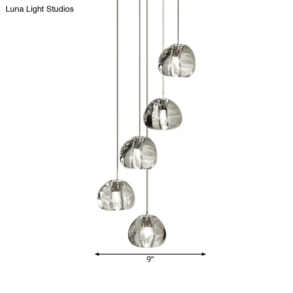 Irregular Crystal Ball Pendant Light With 5/7 Lights For Minimalistic Living Room Decor