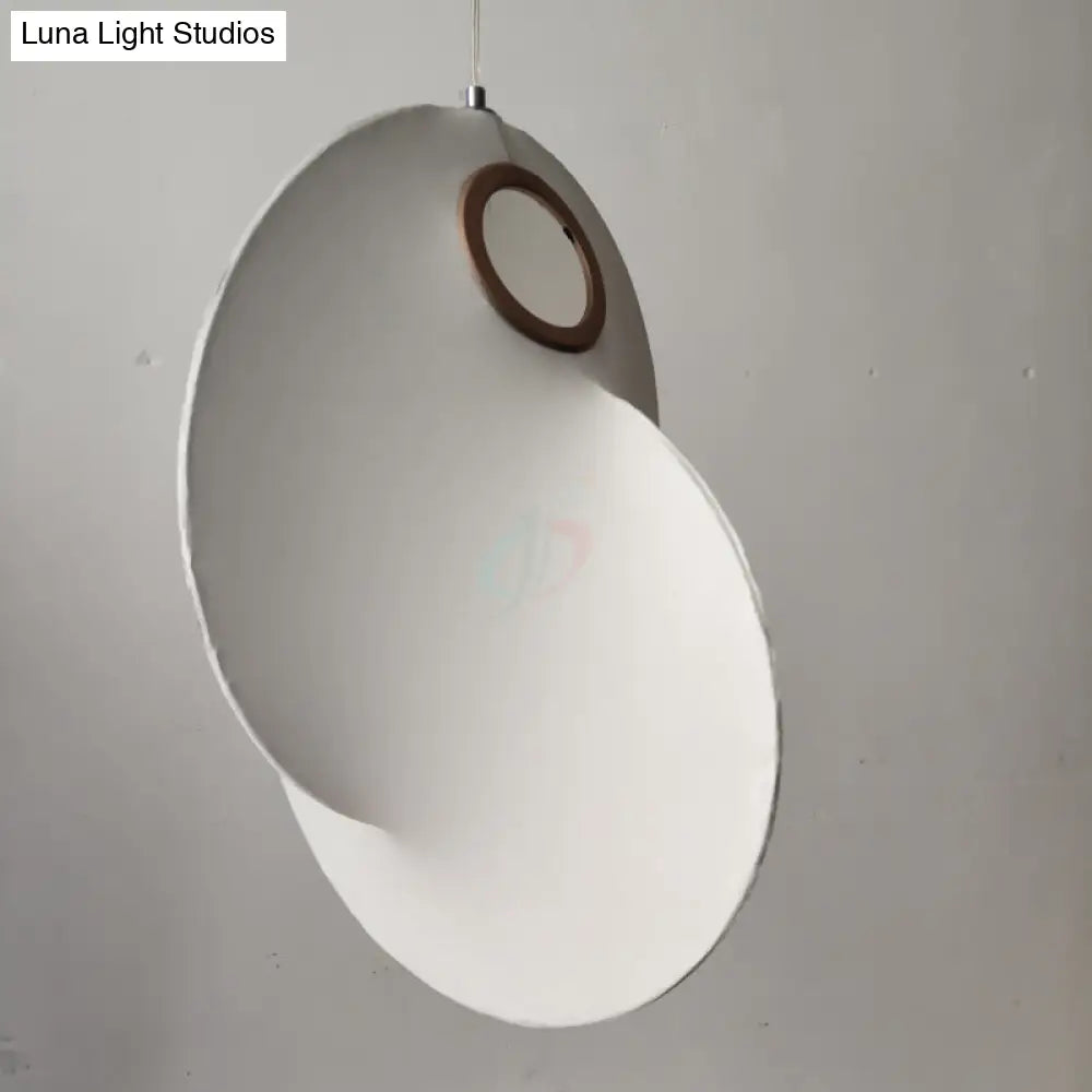 Faux Silk Irregular Shaped Ceiling Hang Light - Designer 1-Light White Pendant For Restaurants