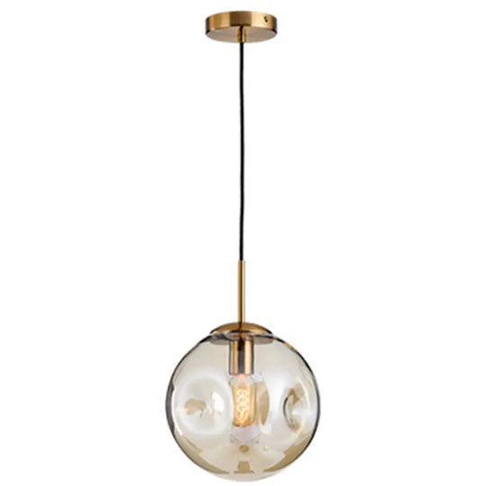 Irregular Glass Ball Pendant Light - Modern Mini Hanging Fixture For Dining Room And Kitchen Cognac