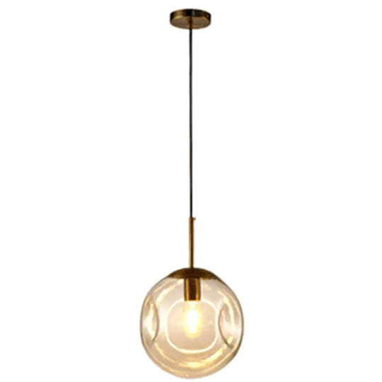Irregular Glass Ball Pendant Light - Modern Mini Hanging Fixture For Dining Room And Kitchen Cognac