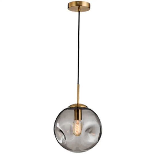 Irregular Glass Ball Pendant Light - Modern Mini Hanging Fixture For Dining Room And Kitchen Smoke