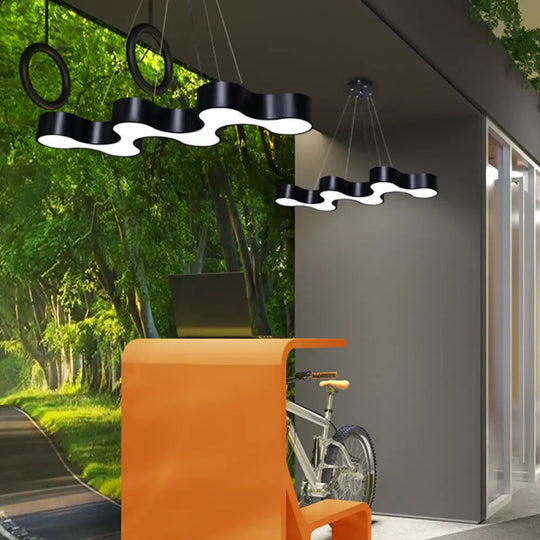 Irregular Shape Pendant Ceiling Light: Modern Acrylic Led Fixture For Office Lighting Black /