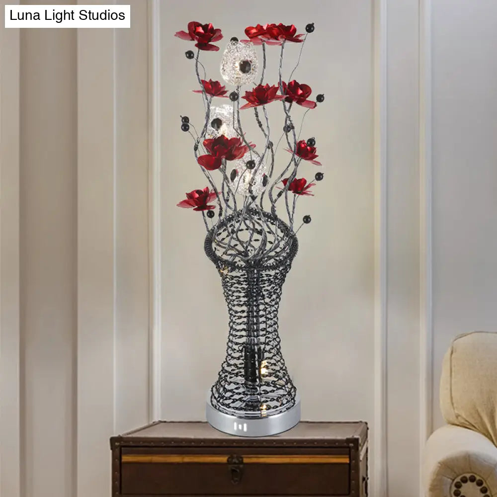 Isabel - Decorative Twig Column Table Lamp: Aluminum Led Desk Lighting