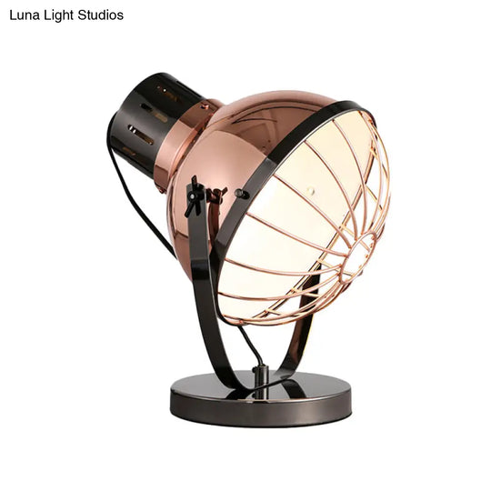 Isabel - Rose Gold Bowl Night Lamp With Wire Guard