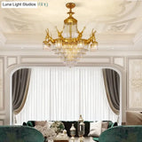 Isabelle French Deer Vintage Brass Crystal Chandelier E14 Ceiling Light chandelier