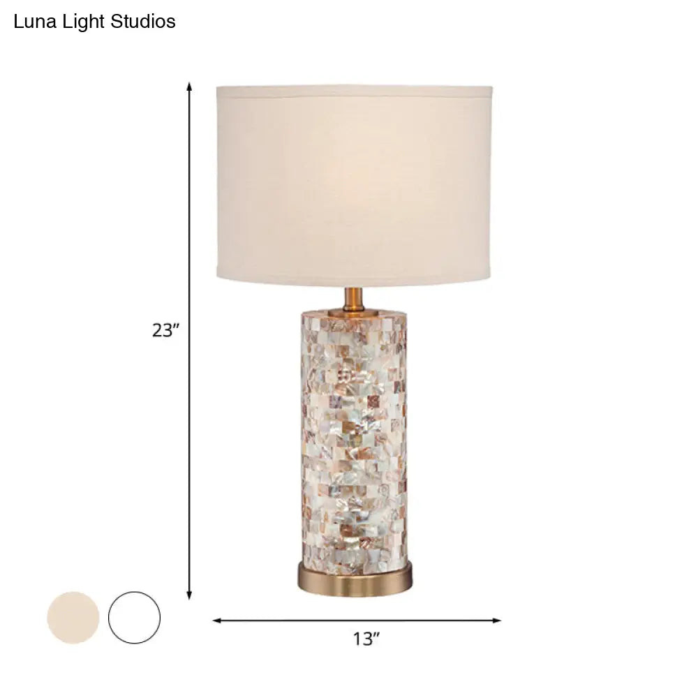 Isabelle - Shell Patchwork Column Nightstand Light Minimalist 1 Head Parlor Table Lamp With