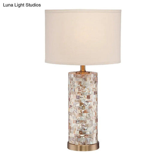 Isabelle - Shell Patchwork Column Nightstand Light Minimalist 1 Head Parlor Table Lamp With