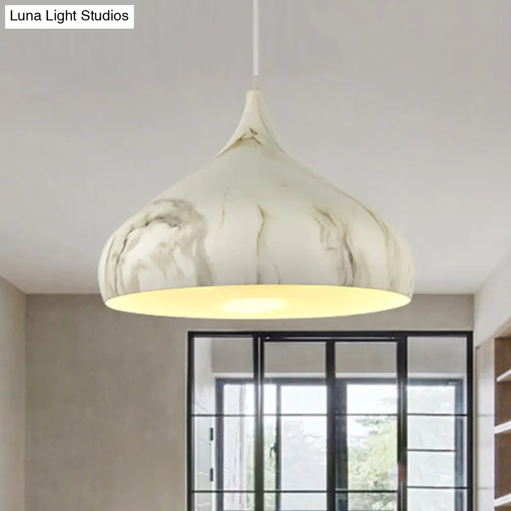 Nordic Metal Dome Down Lighting Ivory Ceiling Hanging Light For Dining Room - 9.5/12.5 Wide / 9.5