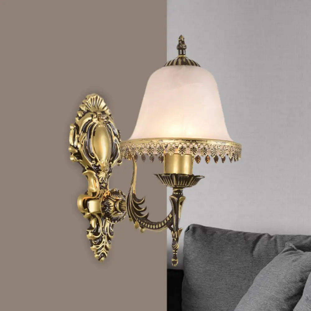 Ivory Glass Brass Bell Sconce Wall Light For Living Room 1 /