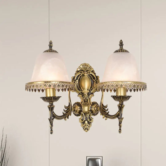 Ivory Glass Brass Bell Sconce Wall Light For Living Room 2 /