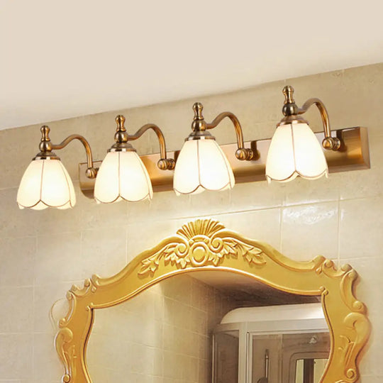 Ivory Glass Colonial Vanity Light In Gold- 1/2/3-Bulb Bathroom Wall Mount 4 / Gold