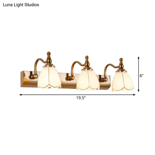 Ivory Glass Colonial Vanity Light In Gold- 1/2/3-Bulb Bathroom Wall Mount