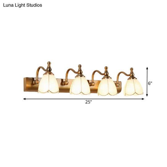 Ivory Glass Colonial Vanity Light In Gold- 1/2/3-Bulb Bathroom Wall Mount