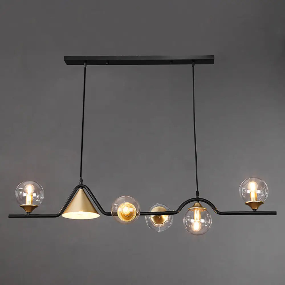 Ivory Glass Island Pendant Light: Geometric Contemporary Hanging Fixture For Restaurants 6 / Black