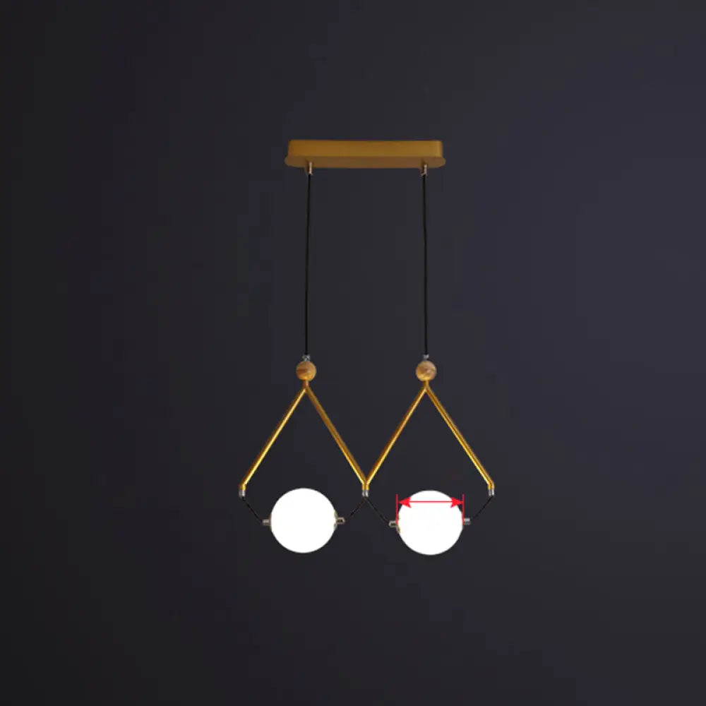 Ivory Glass Minimalist Ball Suspension Light - Creative Island Fixture 2 / Gold