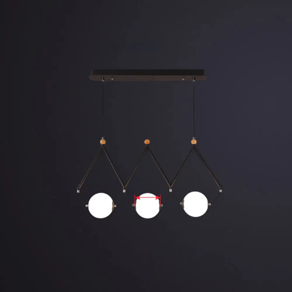 Ivory Glass Minimalist Ball Suspension Light - Creative Island Fixture 3 / Black