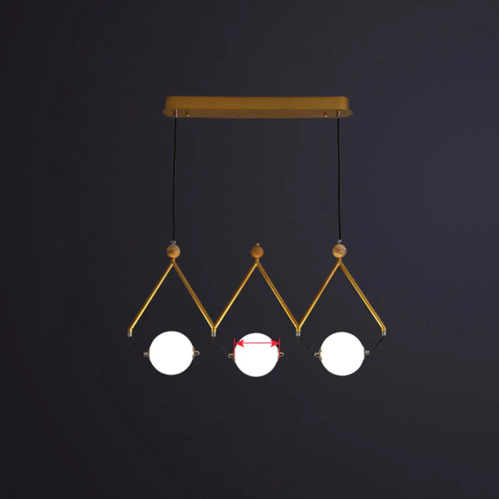 Ivory Glass Minimalist Ball Suspension Light - Creative Island Fixture 3 / Gold