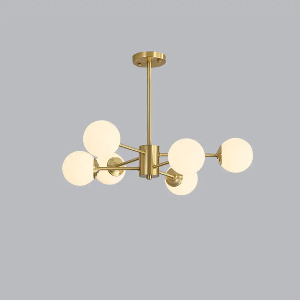Ivory Glass Postmodern Chandelier With Gold Burst Design For Living Room 6 /