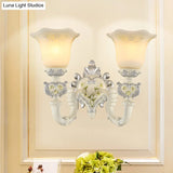 Ivory Glass Wall Sconce - Traditional White Bell Shaped Bedroom Light Kit