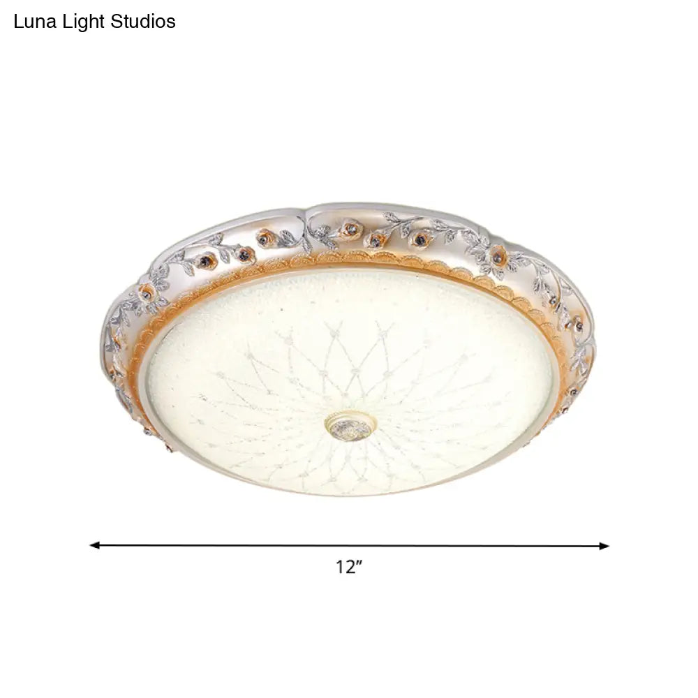 Ivory Glass White Led Flush Mount Lamp Traditional Round Shape 12/16/19.5 Width