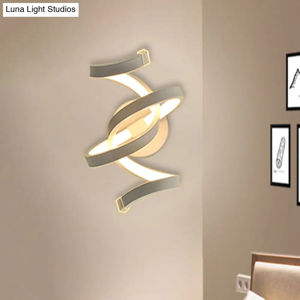 Ivory Ribbon Minimalist Led Wall Light Sconce - Acrylic Mounted Lighting For Bedroom