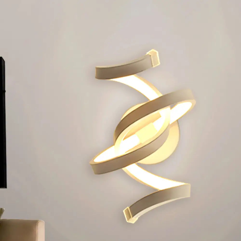 Ivory Ribbon Minimalist Led Wall Light Sconce - Acrylic Mounted Lighting For Bedroom